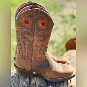 Justin Whiskey Buffalo Brown Leather Western Cowboy Boots Men Size 9 Like New